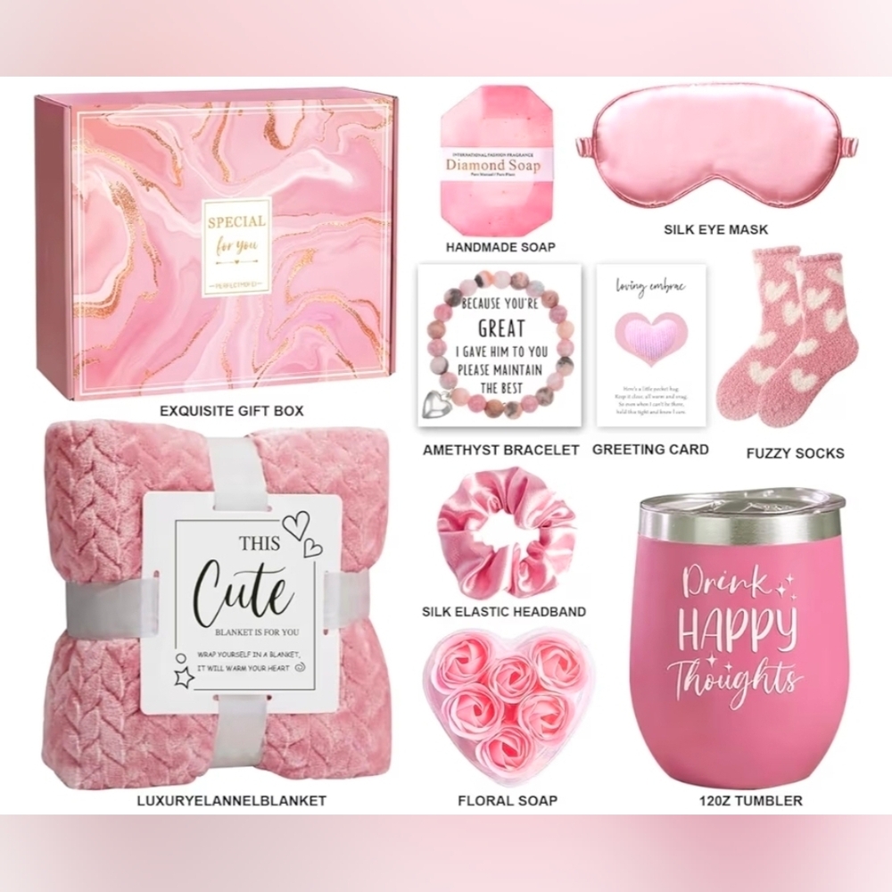 💬☔️🩵🅰️NIB Pink Themed Self Care Pampering Box